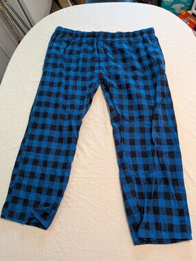 Blue & Black Plaid Mens Pajama Pants - 4XL (fits like 2XL) - Daresay